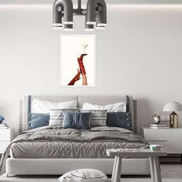 Red Boot Martini Wall Art Trendy Cherry Girly Bottoms Up Poster Cocktail Posters Feminist Wall Decor Preppy Apartment Room Decor Aesthetic Home Bar Cart Speakeasy Pop Art Decoration 8x12inch Unframed
