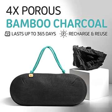 PURGGO Car Air Freshener - Lasts 365+ Days No Chemicals 100% Activated Bamboo Charcoal Fragrance-Free Deodorizer, Natural Auto Odor Eliminator, Purifier, Neutralizer, Absorb Smoke Smell