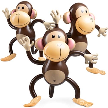 Large Inflatable Monkey Pack of 3 - Fun Jungle Party Decorations