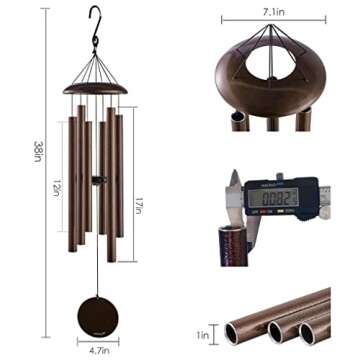 Vanquer Wind Chimes for Outside Deep Tone - 38'' Wind Chimes Outdoor Clearance, Deep Tone Wind Chime...