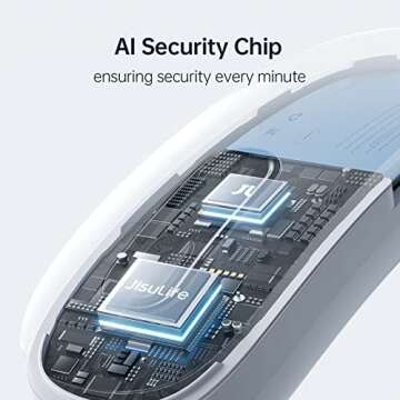 JISULIFE Portable Neck Fan Pro, 100 Speeds Bladeless, Stepless Knob, LED Display, 5000mAh Rechargeable Personal, Mini Hands Free, USB Battery Operated Wearable-Grey