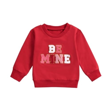 Lucikamy Toddler Baby Girl Boy Valentines Day Outfit Long Sleeve Letter Print Sweatshirt Shirt Infan...