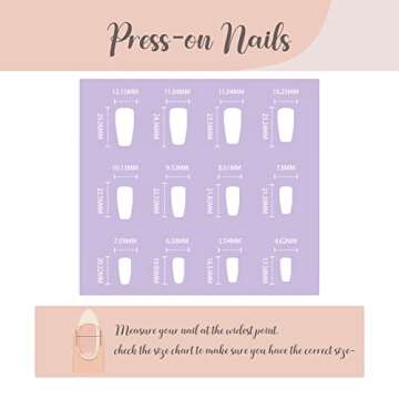 BABALAL Coffin Press on Nails Medium Fake Nails with Nail Glue Nude White French Tip Glossy Glue on Nails 24pcs Ballerina Acrylic Nails with Rhinestones Designs False Nails for Women