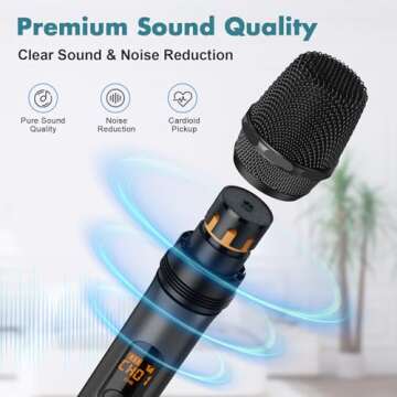 Wireless Microphones, Professional UHF Metal Dual Handheld Cordless Dynamic Mic System with Recharge...
