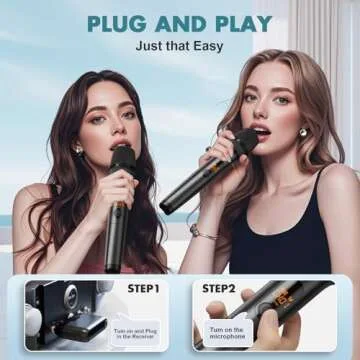 Wireless Microphones, Professional UHF Metal Dual Handheld Cordless Dynamic Mic System with Rechargeable Auto- Receiver, 160 ft Range, Microphone for Karaoke, Party Singing, Lecture, DJ, Wedding