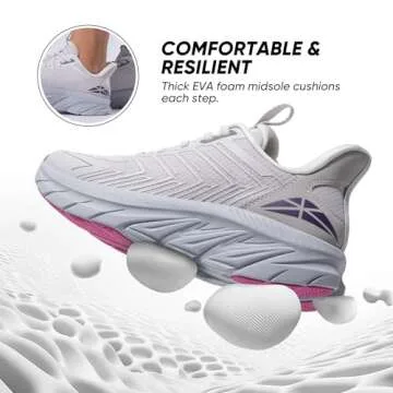 ALLSWIFIT Women's Slip On Walking Shoes Running Comfortable Tennis Breathable Non Slip Athletic Gym Workout Cross Training Fashion Sneakers,Size 6.5,Light Grey Purple,SARR034W