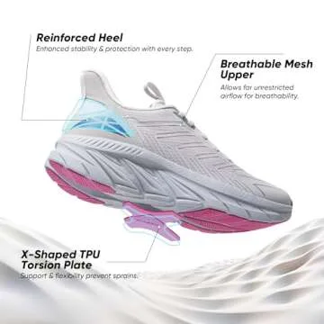 ALLSWIFIT Women's Slip On Walking Shoes Running Comfortable Tennis Breathable Non Slip Athletic Gym Workout Cross Training Fashion Sneakers,Size 6.5,Light Grey Purple,SARR034W