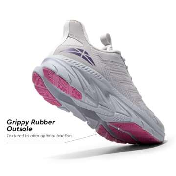 ALLSWIFIT Women's Slip On Walking Shoes Running Comfortable Tennis Breathable Non Slip Athletic Gym Workout Cross Training Fashion Sneakers,Size 6.5,Light Grey Purple,SARR034W