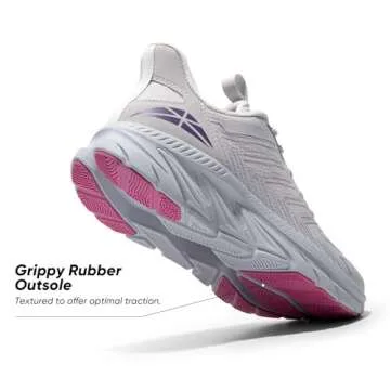 ALLSWIFIT Women's Slip On Walking Shoes Running Comfortable Tennis Breathable Non Slip Athletic Gym Workout Cross Training Fashion Sneakers,Size 6.5,Light Grey Purple,SARR034W