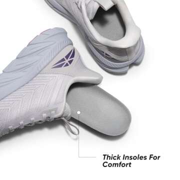 ALLSWIFIT Women's Slip On Walking Shoes Running Comfortable Tennis Breathable Non Slip Athletic Gym Workout Cross Training Fashion Sneakers,Size 6.5,Light Grey Purple,SARR034W