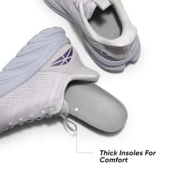 ALLSWIFIT Women's Slip On Walking Shoes Running Comfortable Tennis Breathable Non Slip Athletic Gym Workout Cross Training Fashion Sneakers,Size 6.5,Light Grey Purple,SARR034W