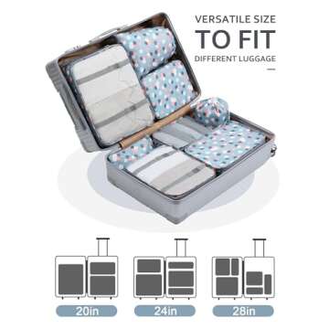 DIMJ Lightweight Packing Cubes with Makeup Bag for Travel