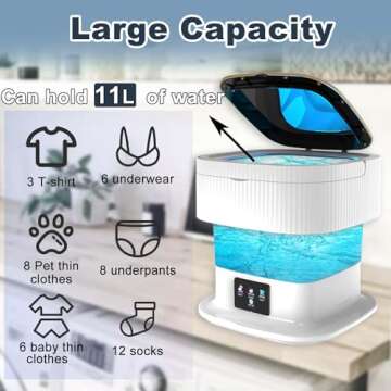 Portable Washing Machine, Mini Washing Machine, 11L Upgrade Model Foldable Small Washer, Collapsible...