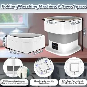 Portable Washing Machine, Mini Washing Machine, 11L Upgrade Model Foldable Small Washer, Collapsible Compact Laundry Washer and dryer 2 in 1, Apartment, Dorm, Rv, Socks, Underwear, Baby Clothes, Grey