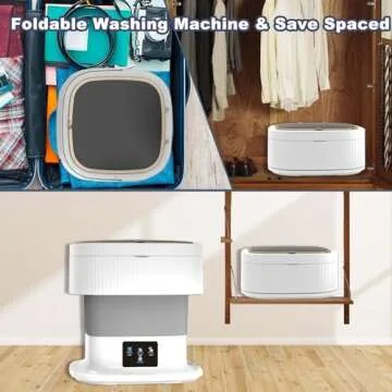 Portable Washing Machine, Mini Washing Machine, 11L Upgrade Model Foldable Small Washer, Collapsible Compact Laundry Washer and dryer 2 in 1, Apartment, Dorm, Rv, Socks, Underwear, Baby Clothes, Grey