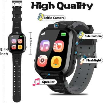 Kids Smart Watch with Games & Dual Camera - Black