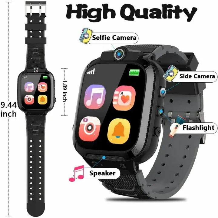 Kids Smart Watch with Games & Dual Camera - Black