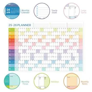 2025-2026 Wall Calendar - Yearly Wall Calendar 2025-2026, July 2025 - June 2026, 23.1"X 34.6" (Open), Full Year Calendar One Page, Annual Year Calendar with Stickers, Holidays