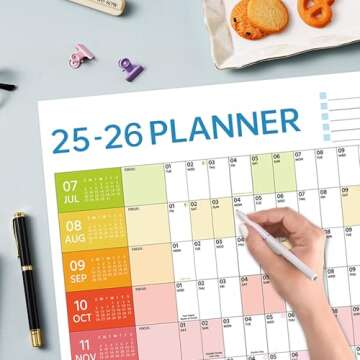 2025-2026 Wall Calendar - Yearly Wall Calendar 2025-2026, July 2025 - June 2026, 23.1"X 34.6" (Open), Full Year Calendar One Page, Annual Year Calendar with Stickers, Holidays