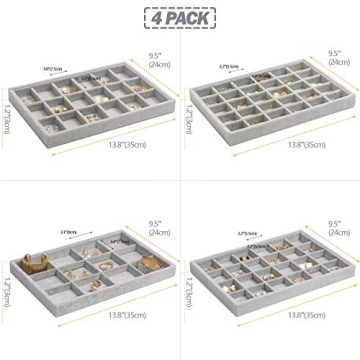 DIOMMELL Stackable Velvet Jewelry Trays for Organized Storage