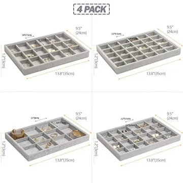DIOMMELL Stackable Velvet Jewelry Trays for Organized Storage