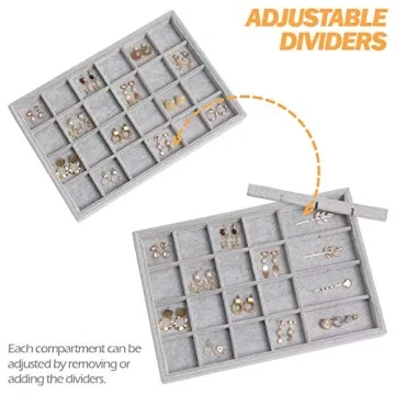 DIOMMELL Stackable Velvet Jewelry Trays for Organized Storage