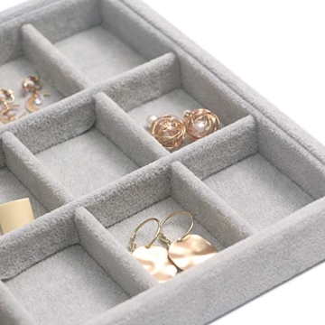DIOMMELL Stackable Velvet Jewelry Trays for Organized Storage