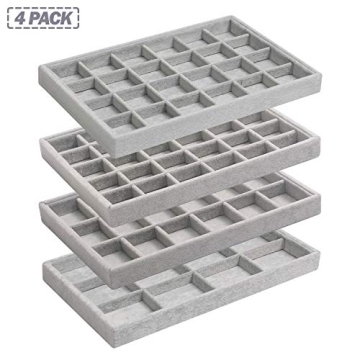 DIOMMELL Stackable Velvet Jewelry Trays for Organized Storage