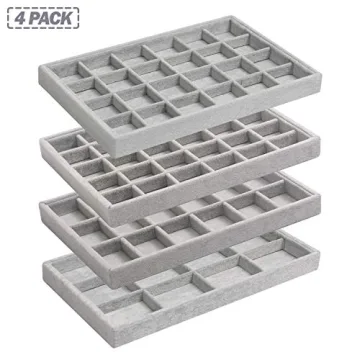 DIOMMELL Stackable Velvet Jewelry Trays for Organized Storage