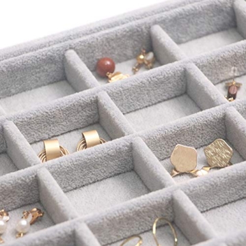 DIOMMELL Stackable Velvet Jewelry Trays for Organized Storage
