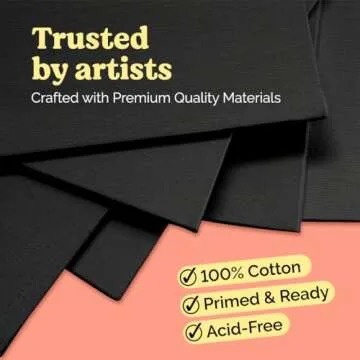 Chalkola Black Canvases for Painting (24 Pack, Black Canvas Panels) | 4x6, 5x7, 8x10, 9x12, 11x14, 12x16 inch (4 Each) - Painting Canvas are 100% Cotton, Primed, Acid Free, Blank Art Boards