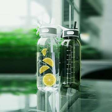 Durable 32oz Tritan Water Bottle with Straw and Motivational Markers
