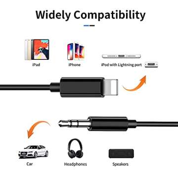 (Apple MFi Certified) iPhone AUX Cord for iPhone,Lightning to 1/8 Inch Audio Cable,3.3ft, Headphone ...
