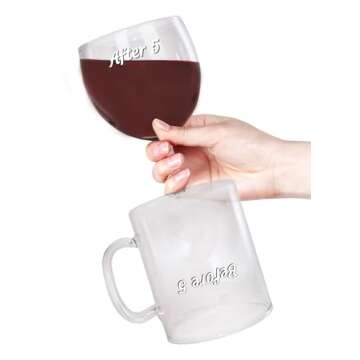 BigMouth Inc. The Before & After 5 Coffee & Wine Glass, 2-In-1 Reversible Novelty Coffee Cup & Wine Glass