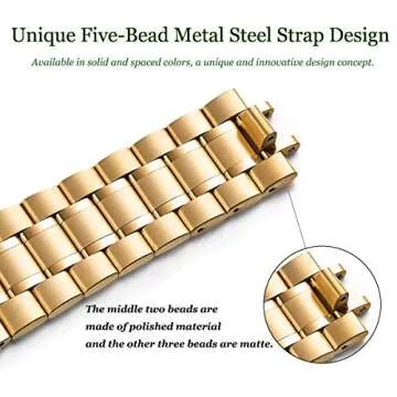 Bestig Compatible for Apple Watch Band 49mm/46mm/45mm/44mm/42mm(Series 3 2 1) Men Women, Premium Solid Stainless Steel Metal Sport Business Strap for iWatch Ultra Series 10 9 8 7 6 SE 5 4(Gold)