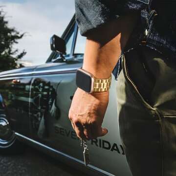 Bestig Compatible for Apple Watch Band 49mm/46mm/45mm/44mm/42mm(Series 3 2 1) Men Women, Premium Solid Stainless Steel Metal Sport Business Strap for iWatch Ultra Series 10 9 8 7 6 SE 5 4(Gold)