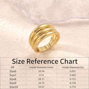 NECOCY 14K Chunky Gold Ring For Women Wide Statement Ring Vintage Stack Gold Rings Non Tarnish Plated Big Trendy Fashion Thumb Rings Jewelry Gift For Women/Size7