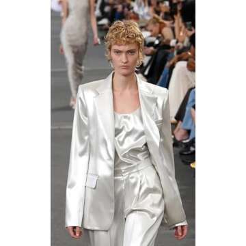 Elegant HZUOU White Pant Suits for Women Tuxedo