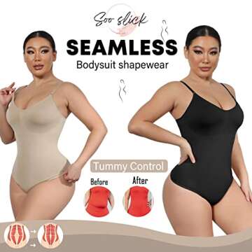 Seamless Bodysuit for Women Tummy Control Shapewear | Pack of 2 Sculpting Body Shaper Thong Dupes Sh...