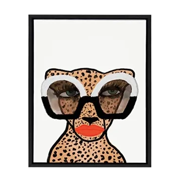 Kate and Laurel Sylvie Cheetah 4 Framed Canvas Wall Art - 18x24, Modern Animal Decor