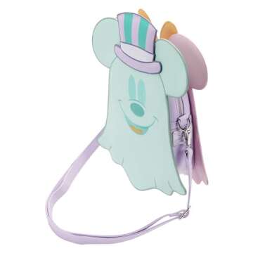 Loungefly DISNEY PASTEL GHOST MINNIE AND MICKEY GITD DOUBLE SIDED CROSS BODY BAG