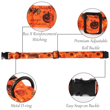 Stylish Lionet Paws Halloween Dog Collar with Bow for Large Dogs