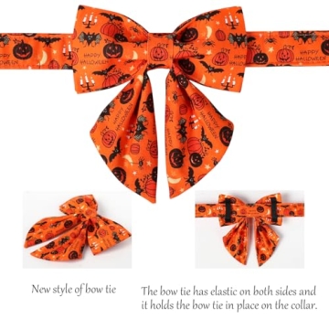 Stylish Lionet Paws Halloween Dog Collar with Bow for Large Dogs