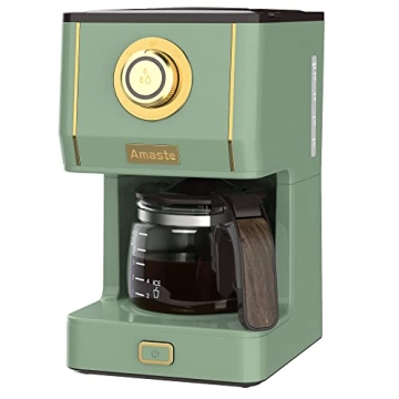 Amaste Drip Coffee Machine with 25 Oz Glass Pot, Retro Style Maker with Reusable Coffee Filter & Three Brewing Modes, 30minute-Warm-Keeping, Matcha Green