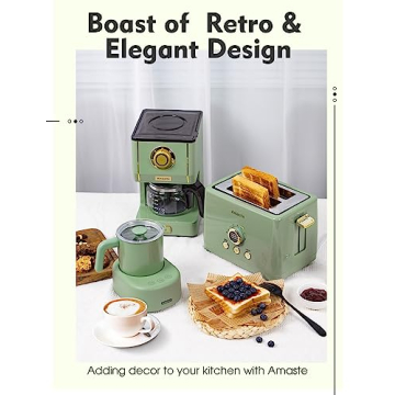 Amaste Drip Coffee Machine with 25 Oz Glass Pot, Retro Style Maker with Reusable Coffee Filter & Three Brewing Modes, 30minute-Warm-Keeping, Matcha Green