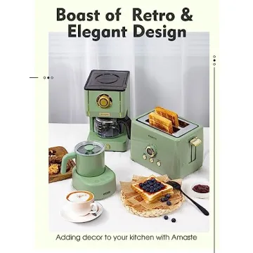 Amaste Drip Coffee Machine with 25 Oz Glass Pot, Retro Style Maker with Reusable Coffee Filter & Three Brewing Modes, 30minute-Warm-Keeping, Matcha Green