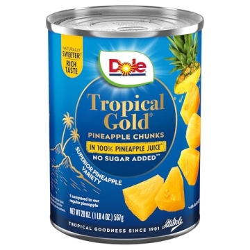Dole Tropical Gold Canned Pineapple Chunks, 6 Pack