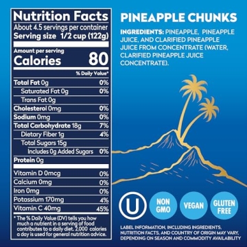 Dole Tropical Gold Canned Pineapple Chunks, 6 Pack