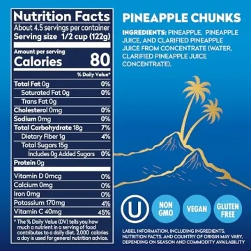 Dole Tropical Gold Canned Pineapple Chunks, 6 Pack