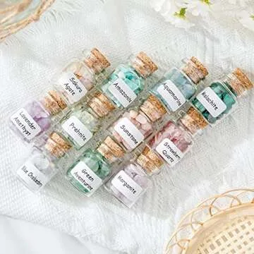 Crystal Chips Gemstone Bottles Set of Different Mini Crystals for Spell Jars, Healing Crystals for W...